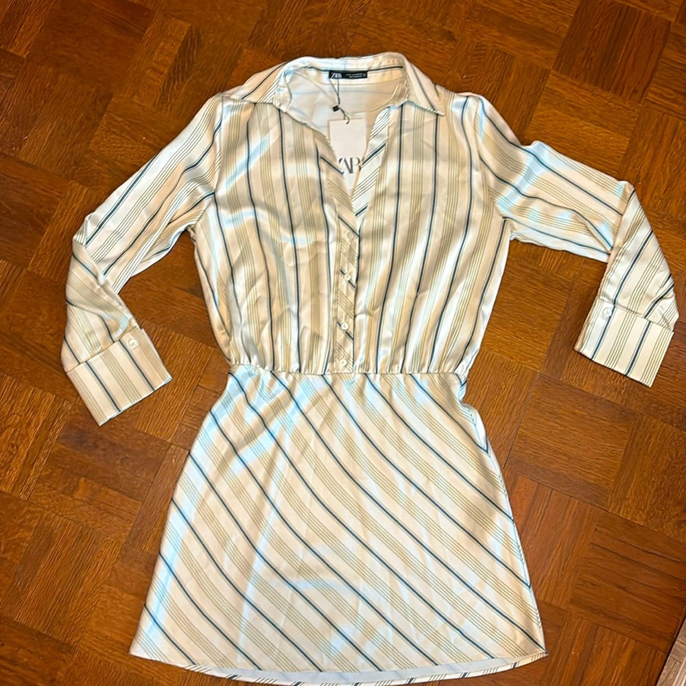 NWT Zara Short Striped Dress Size M - Picture 2 of 8